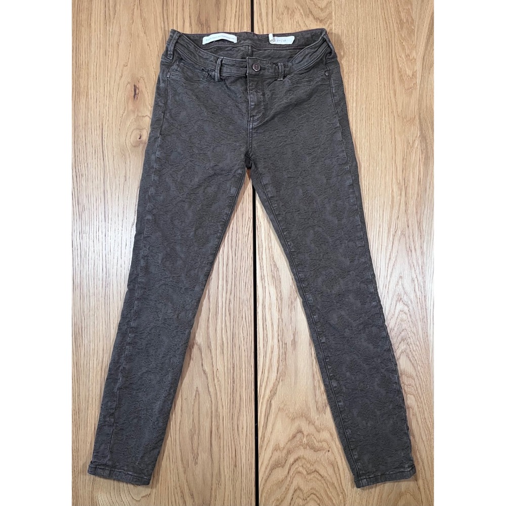 Pilcro and the Letterpress Serif Pants Womens 28 Grey Floral Damask Skinny Boho